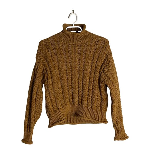 H&M Sweaters - H&M Women's Cognac Cable Knit Mock Neck Comfy Sweater